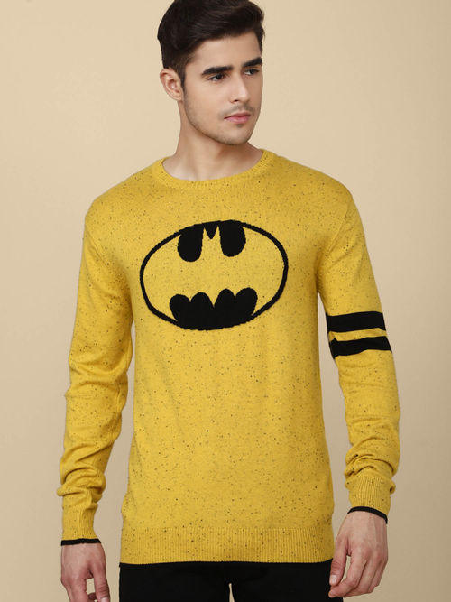 Free Authority Mens Batman Printed Yellow Sweater