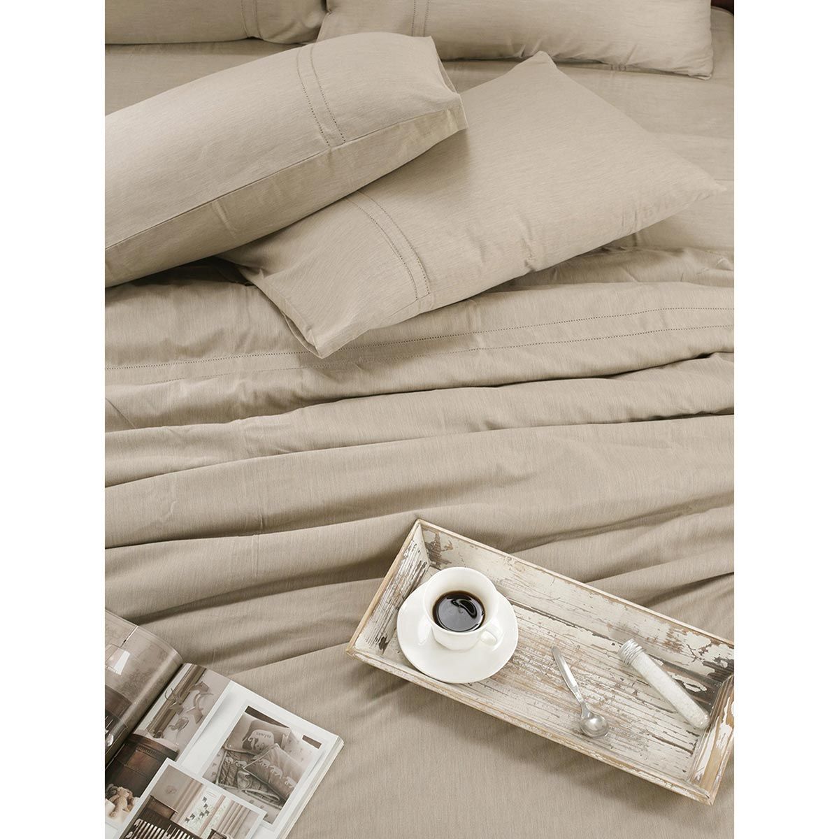 Maspar Cotsmere Emmie Cotton 300 Tc Texture Light Beige King Bed Sheet