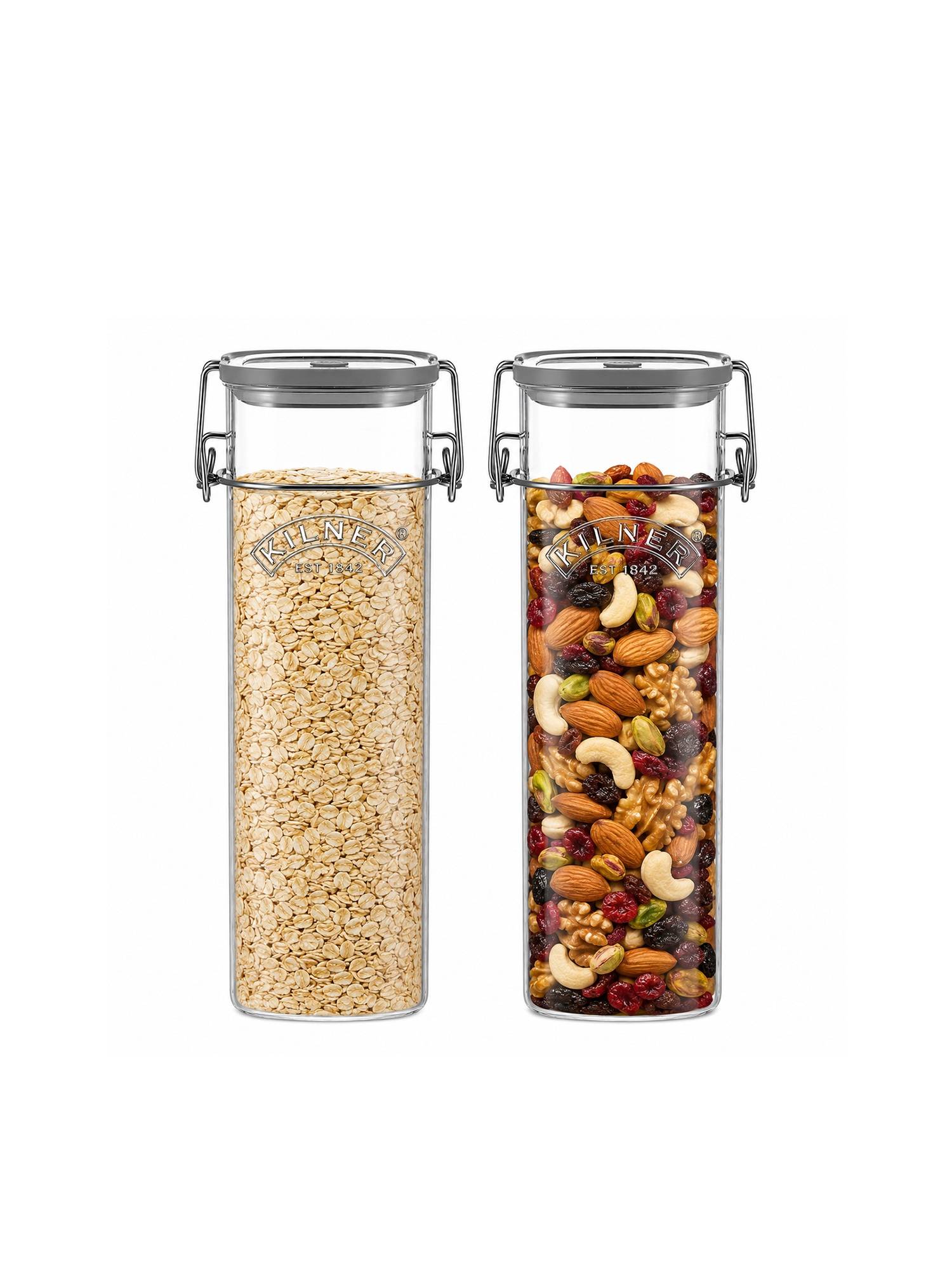 Kilner 2L Airtight Glass Jar with Vacuum Seal for Cereals and Dry Storage (Pack of 2)