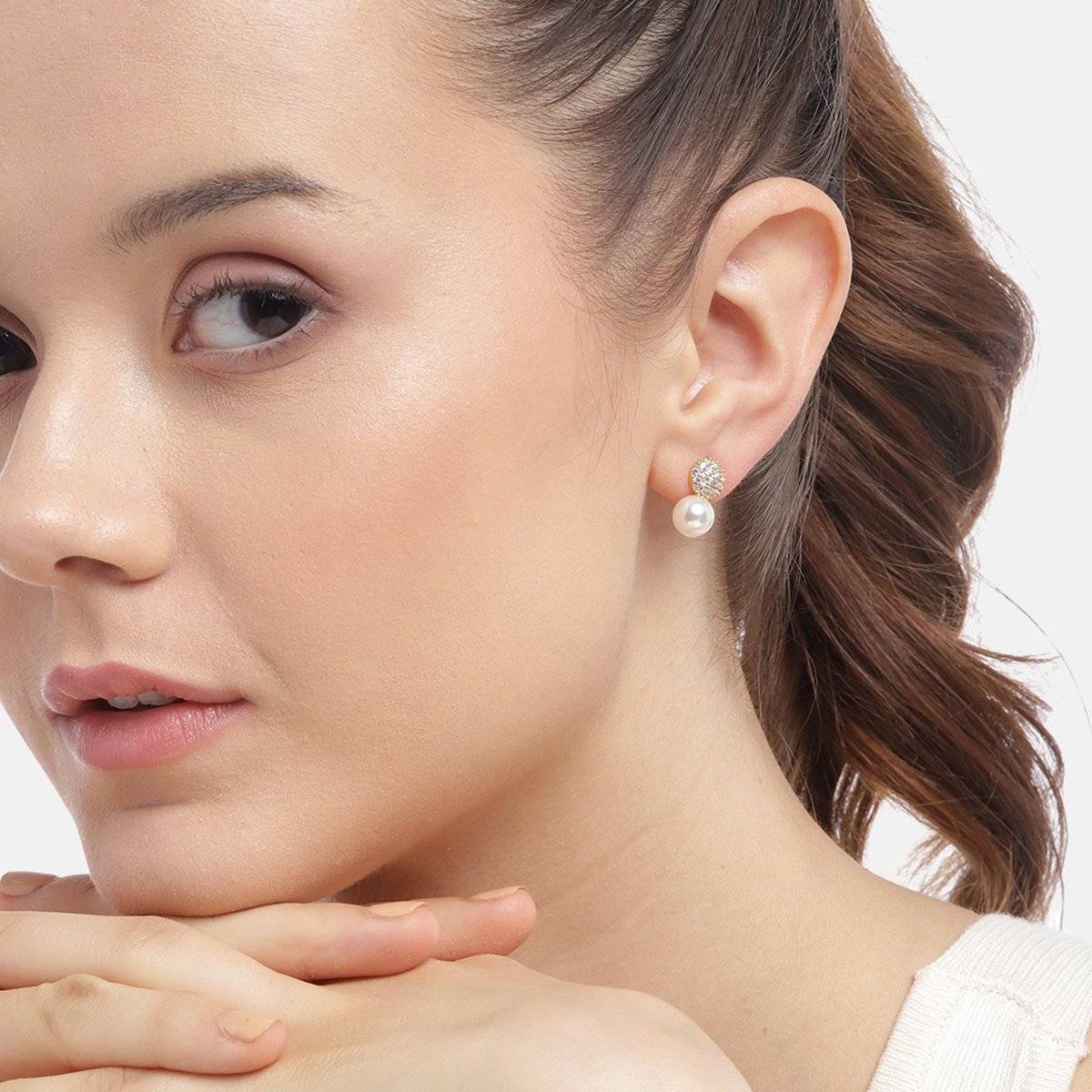 Carlton London 18kt Gold Plated with CZ Drop Earring for women