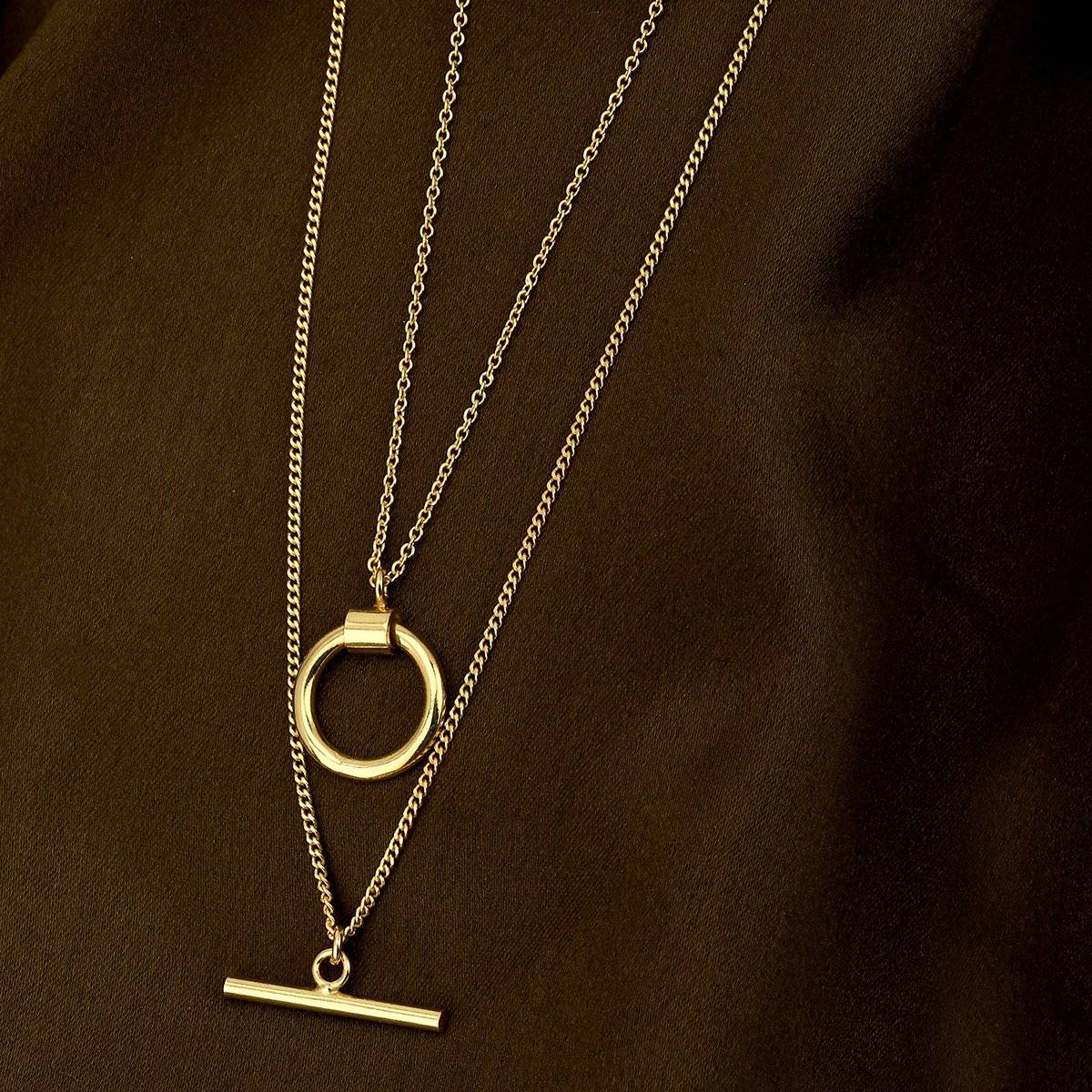 Buy Carlton London 18kt Gold Plated Double Chain Necklace for women Online