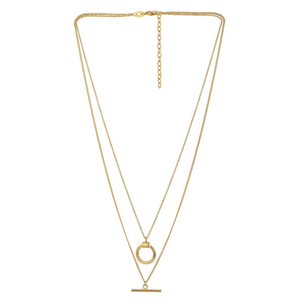 Buy Carlton London 18kt Gold Plated Double Chain Necklace for women Online