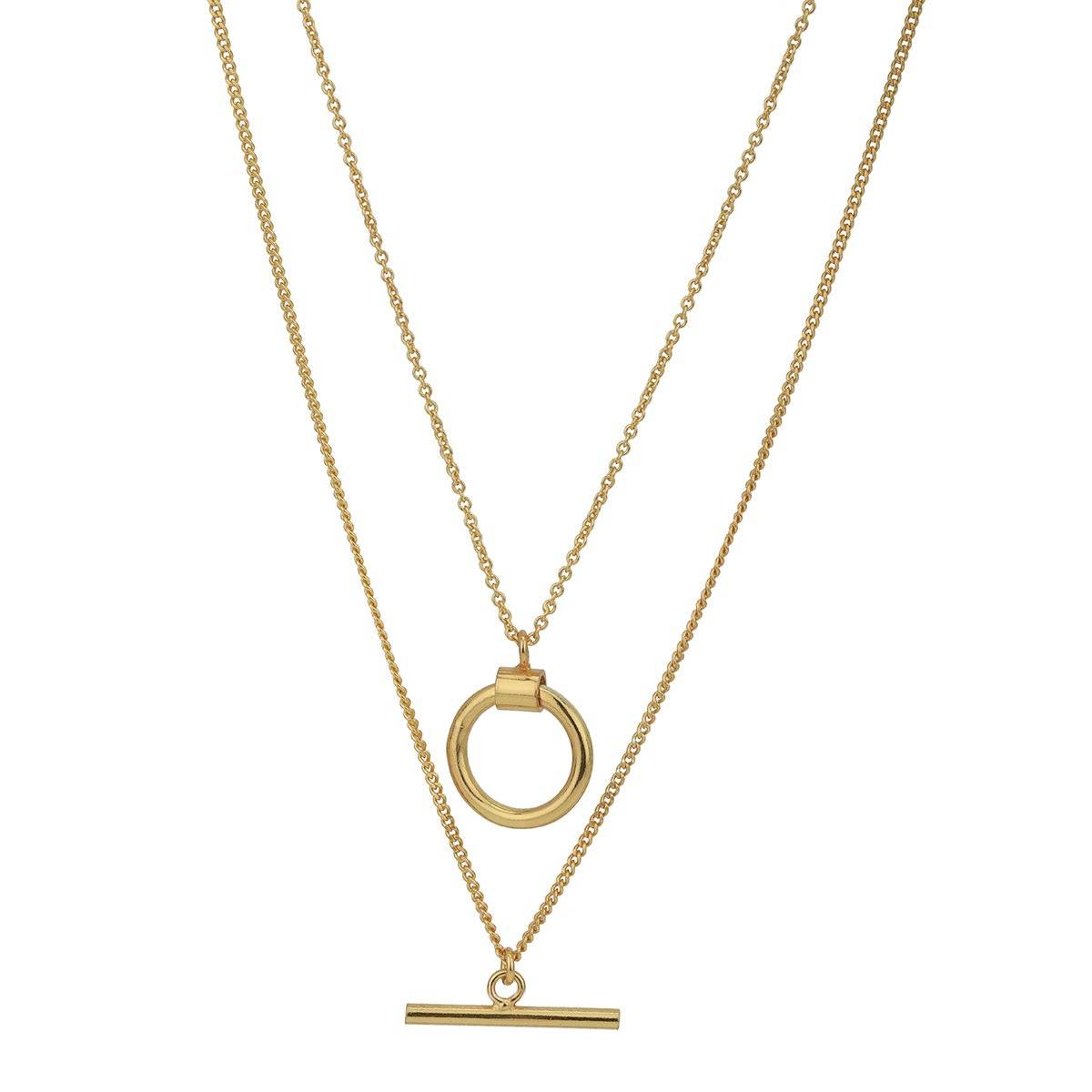 Buy Carlton London 18kt Gold Plated Double Chain Necklace for women Online