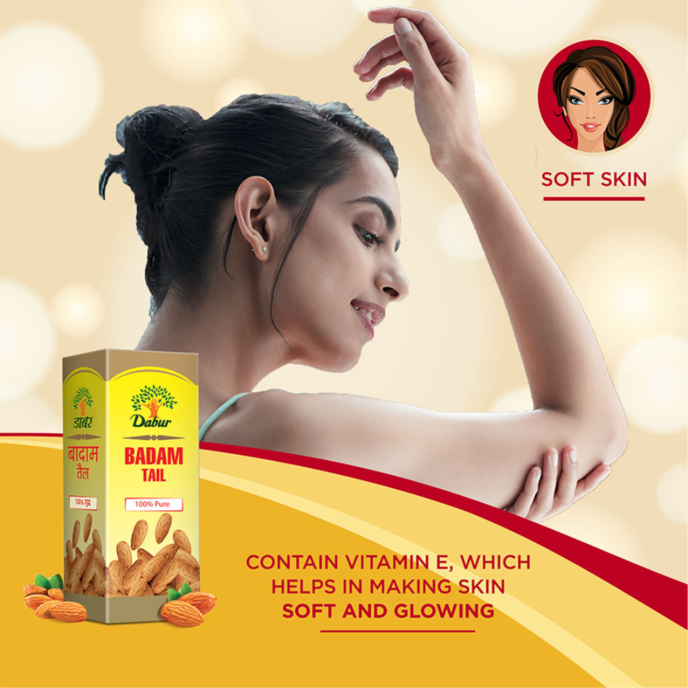 Buy Dabur Badam Tail  100ml  Sweet Almond Oil  Rich in VitaminE  For  Healthy Hair  Skin  Sharpens Brain  Improves Digestion  Extracted From  Almonds Online at