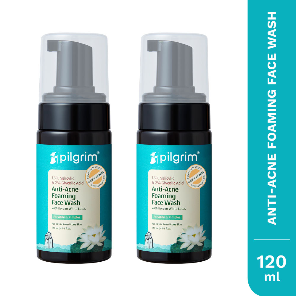 Pilgrim Salicylic Acid & Glycolic Acid Foaming Face Wash - Clears Acne & Deeply Cleanses - Pack of 2