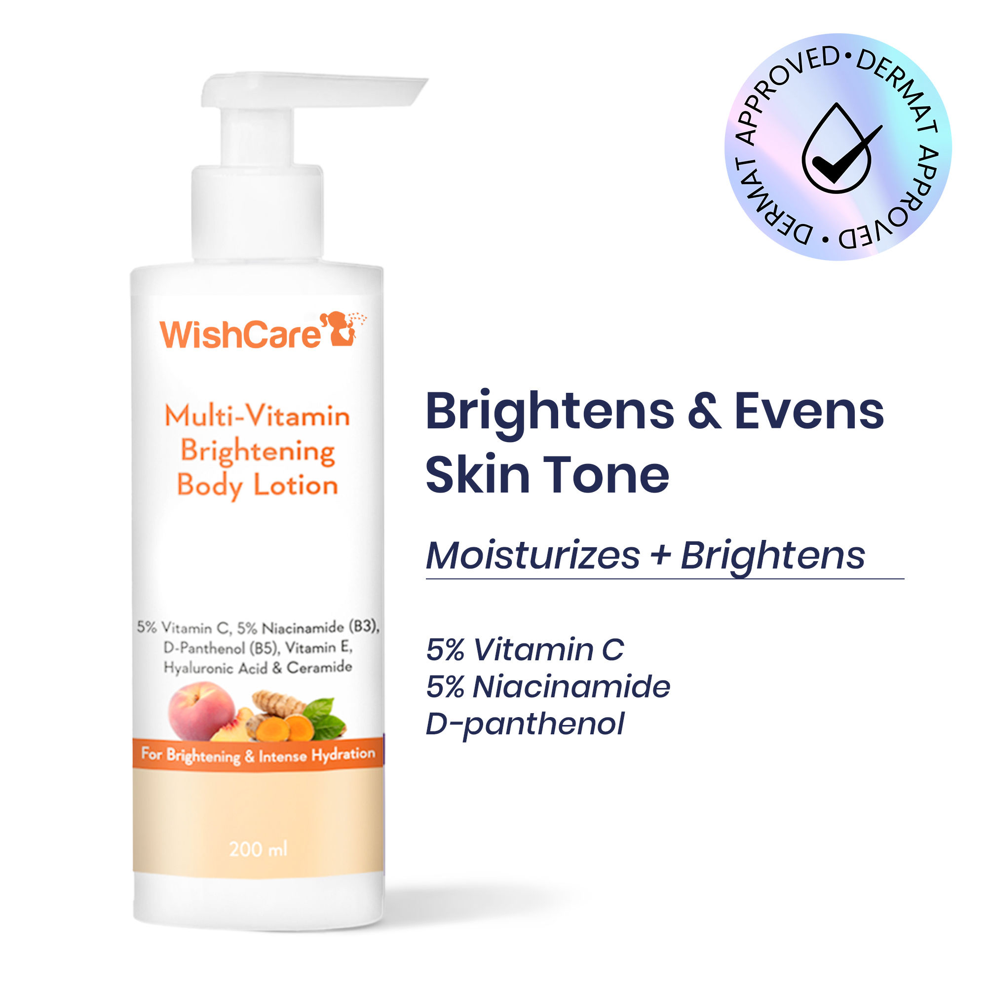 Wishcare Multi-Vitamin Brightening Body Lotion - 5% Vitamin C, 5% Niacinamide(B3), Panthenol(B5)