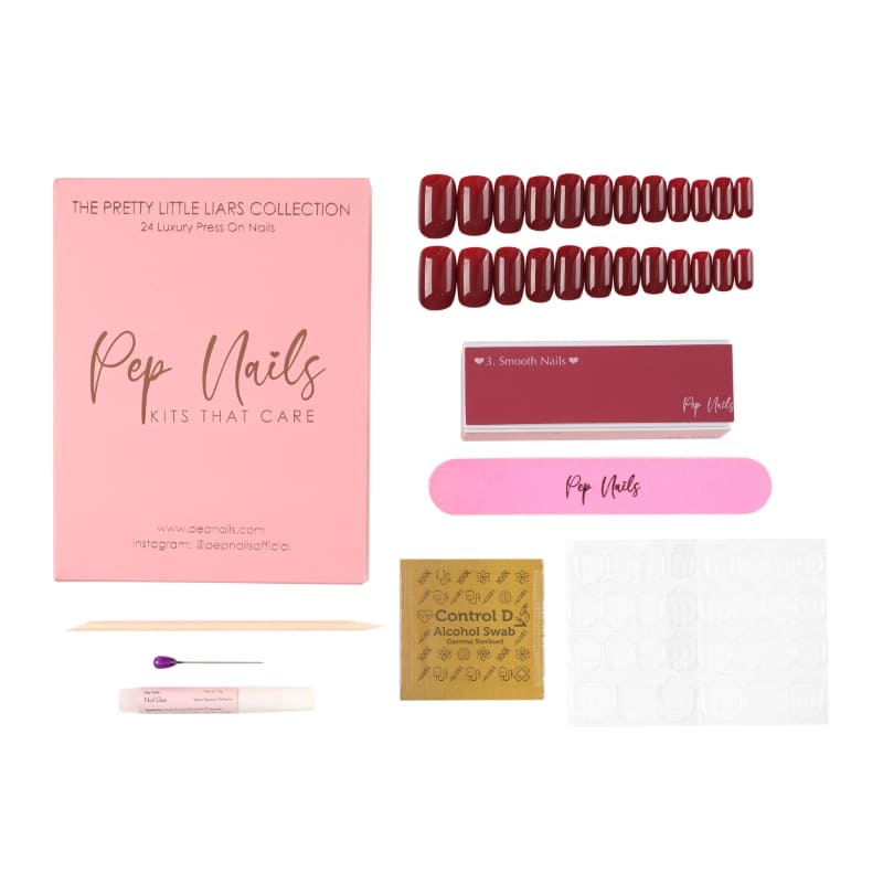 Pep Nails Merlot Glossy Deep Maroon Press On Nails