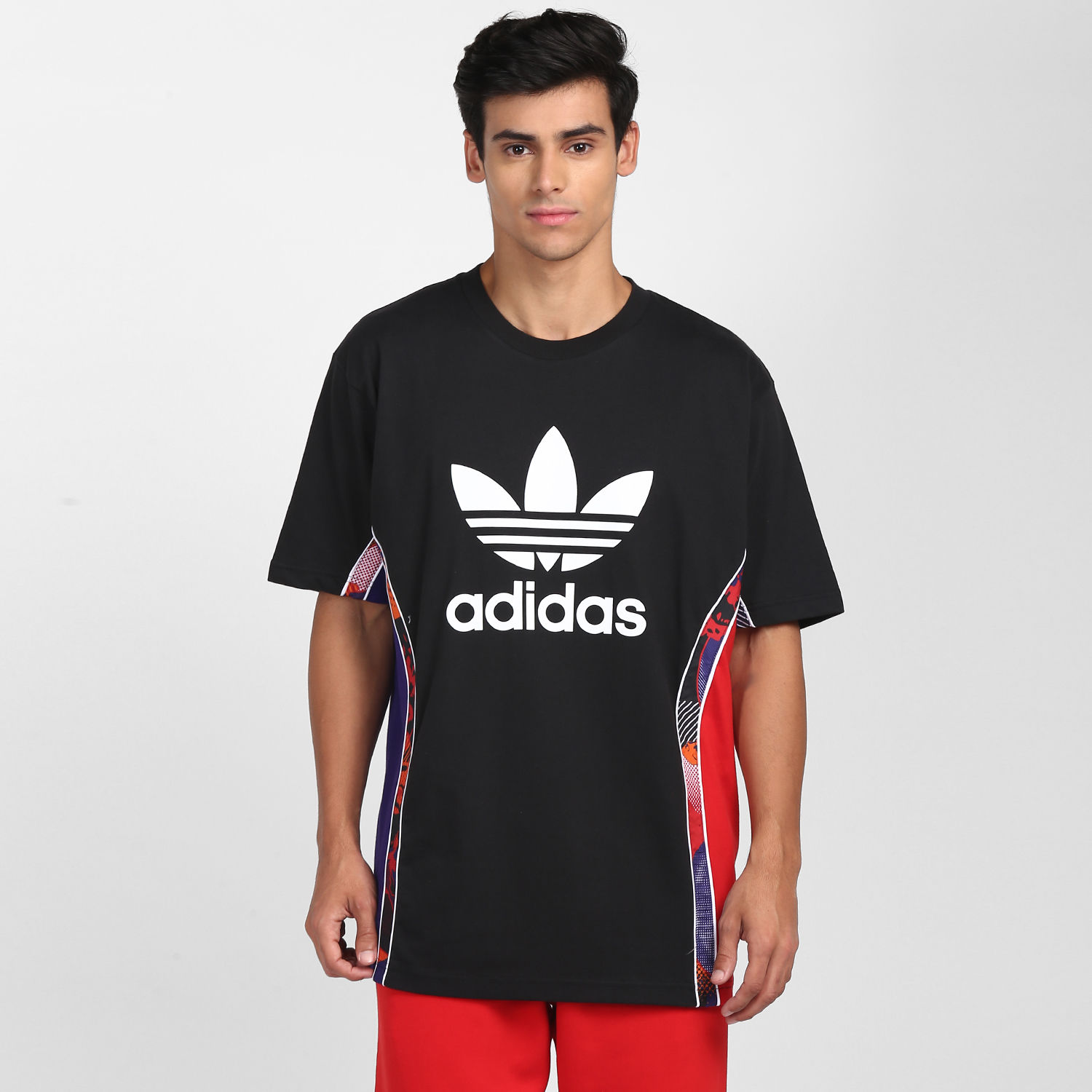 Adidas originals tape t best sale shirt black