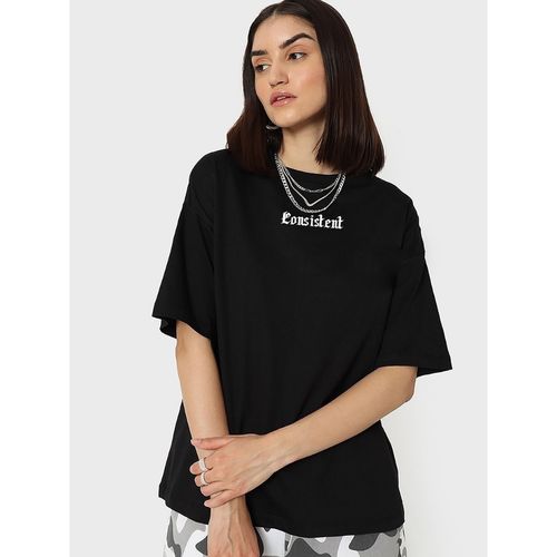 Buy Bewakoof Women's Black Consistent Graphic Printed Oversized T
