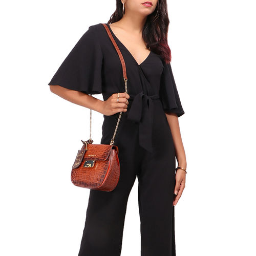 Hidesign Fling 01 Tan Leather Womens Sling Bag: Buy Hidesign Fling