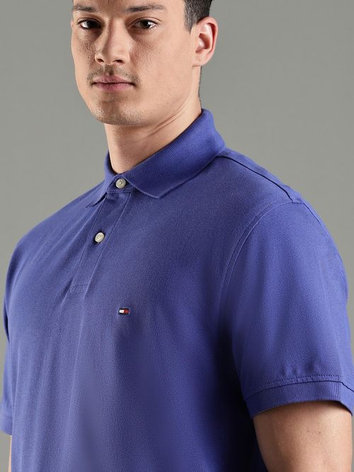 Buy Tommy Hilfiger Men Blue Cotton Relaxed Fit Polo T-Shirt Online