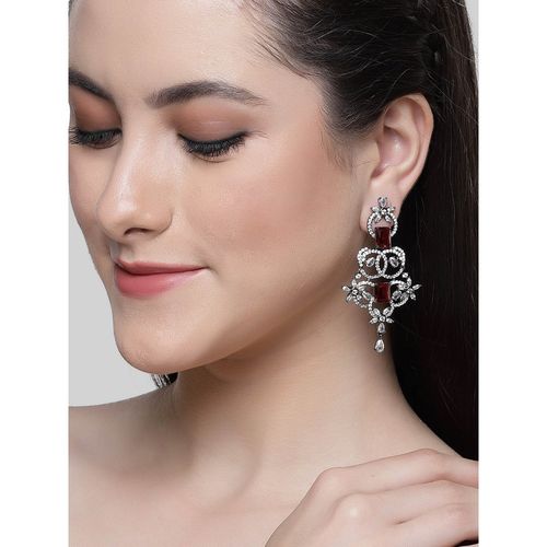 Buy Karatcart Silver Plated Red Cubic Zirconia Studded Drop