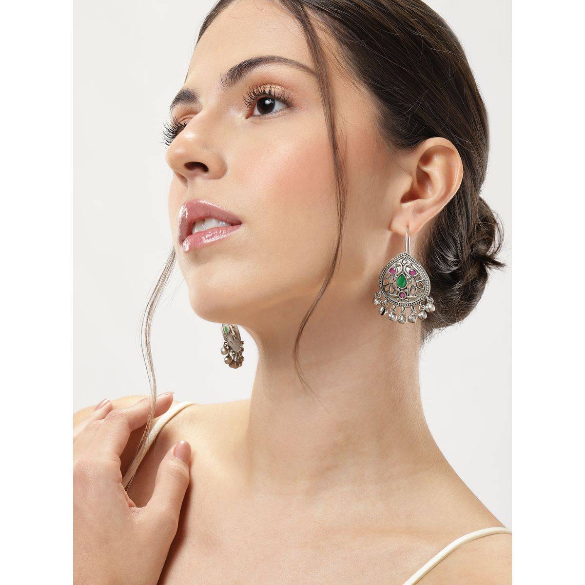 Abdesigns High-Quality Ornamental German Silver Drop & Dangle Earring