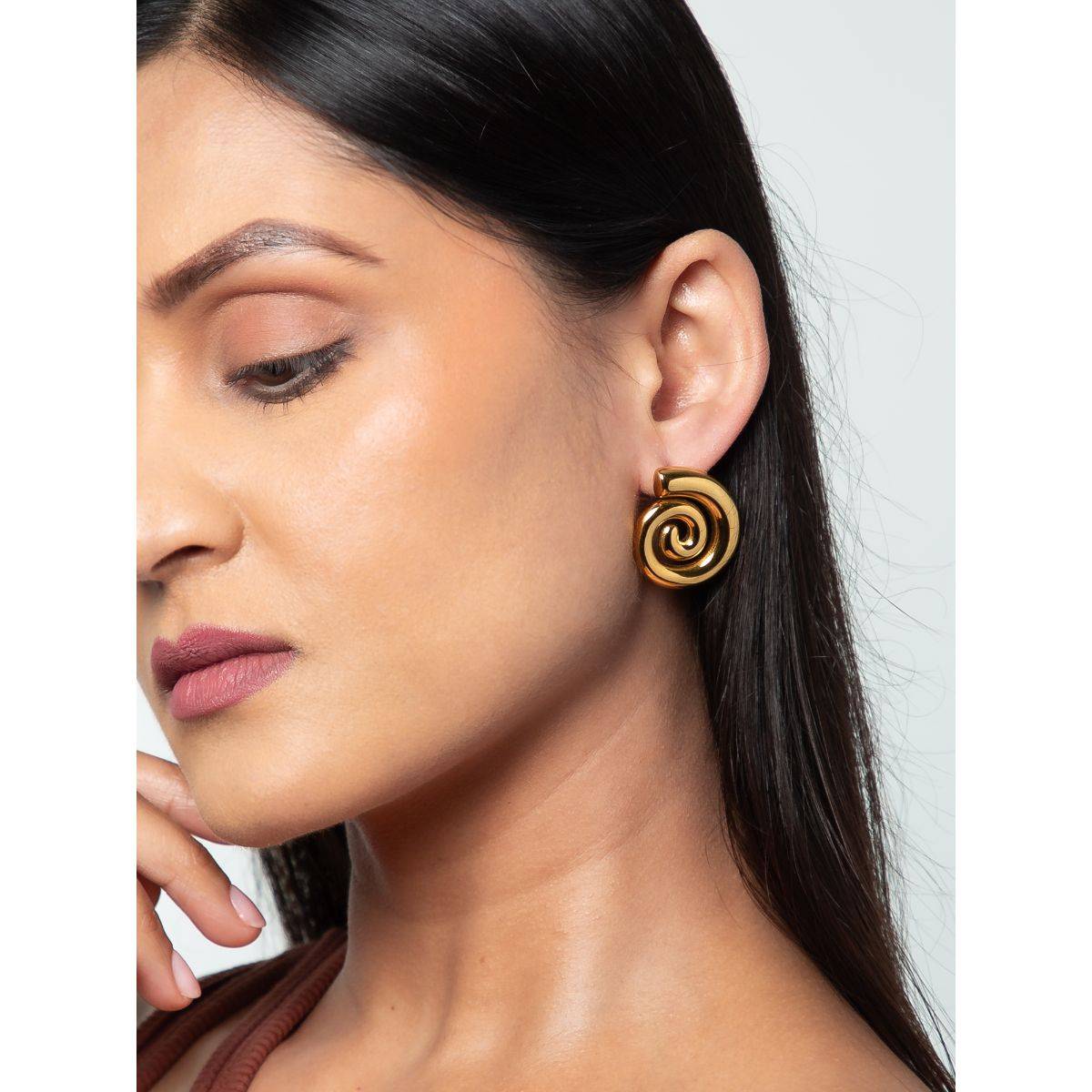 White Lies Spiral Stud Earrings