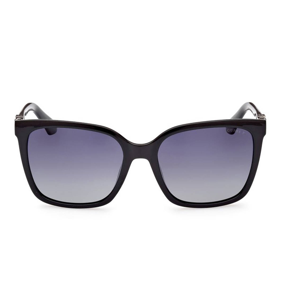 Guess Smoke Gradient Polarized Lens Square Sunglass Full Rim Shiny Black Frame (57)