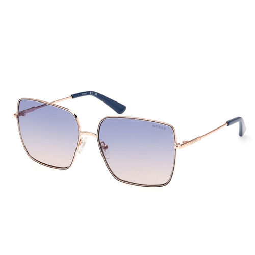 Guess Blue Gradient Lens Square Sunglass Full Rim Shiny Rose Gold Frame (60)