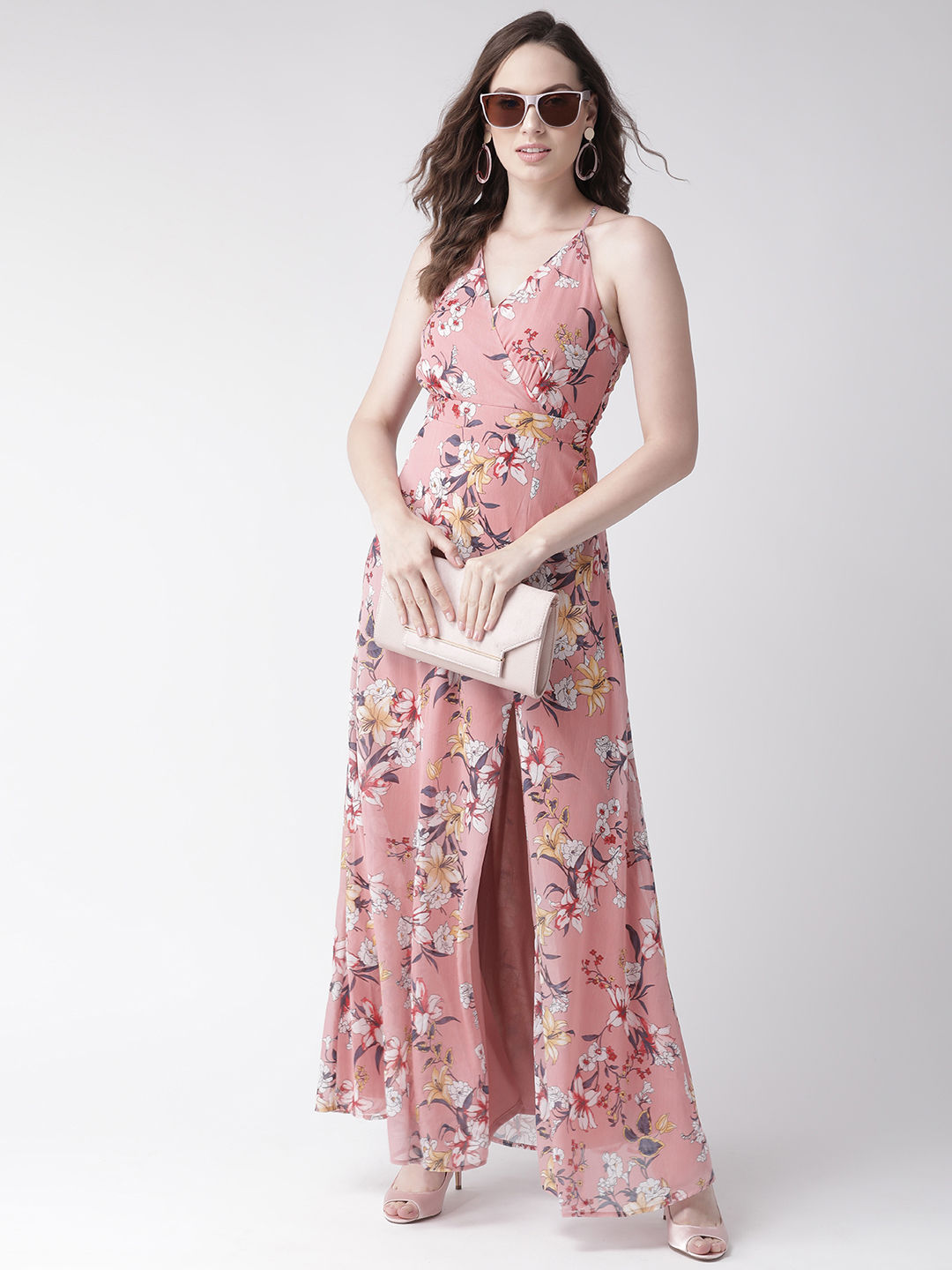 Twenty Dresses By Nykaa Fashion The Floral Blush Maxi Dress - Pink (XS ...