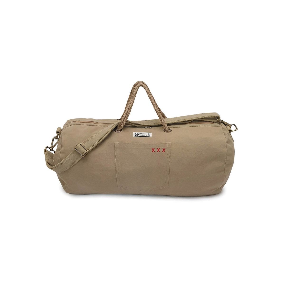 Buy The House of Tara Beige Cotton Canvas 21 Inches 40 Litres Travel Duffle Gym Sports Bag Online