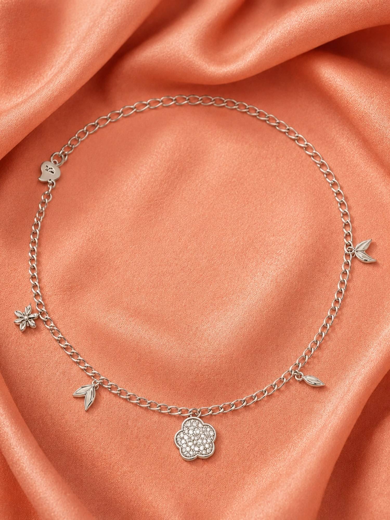 Axora Life Women 925 Sterling Silver Star and Flower Charms Anklets