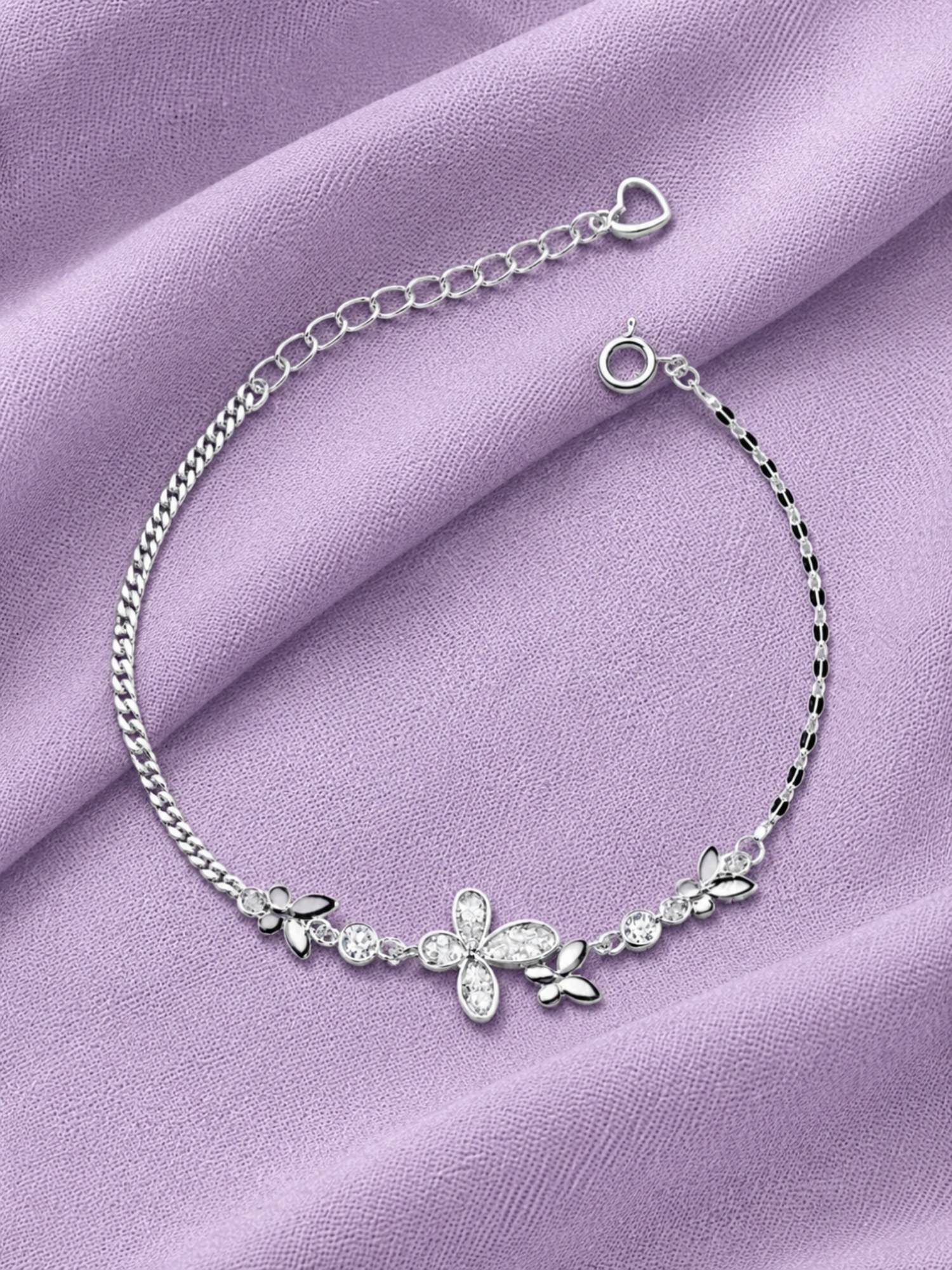 Axora Life Women 925 Sterling Silver Butterfly Charm Bracelet