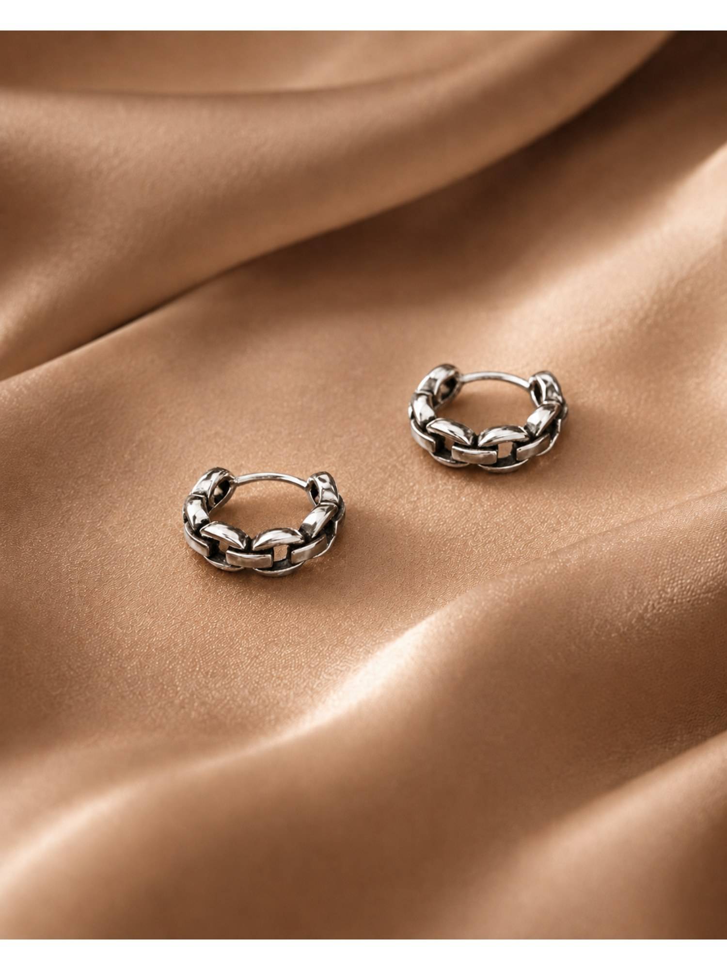 Axora Life 925 Sterling Silver Oval Pattern Silver Hoop Earrings