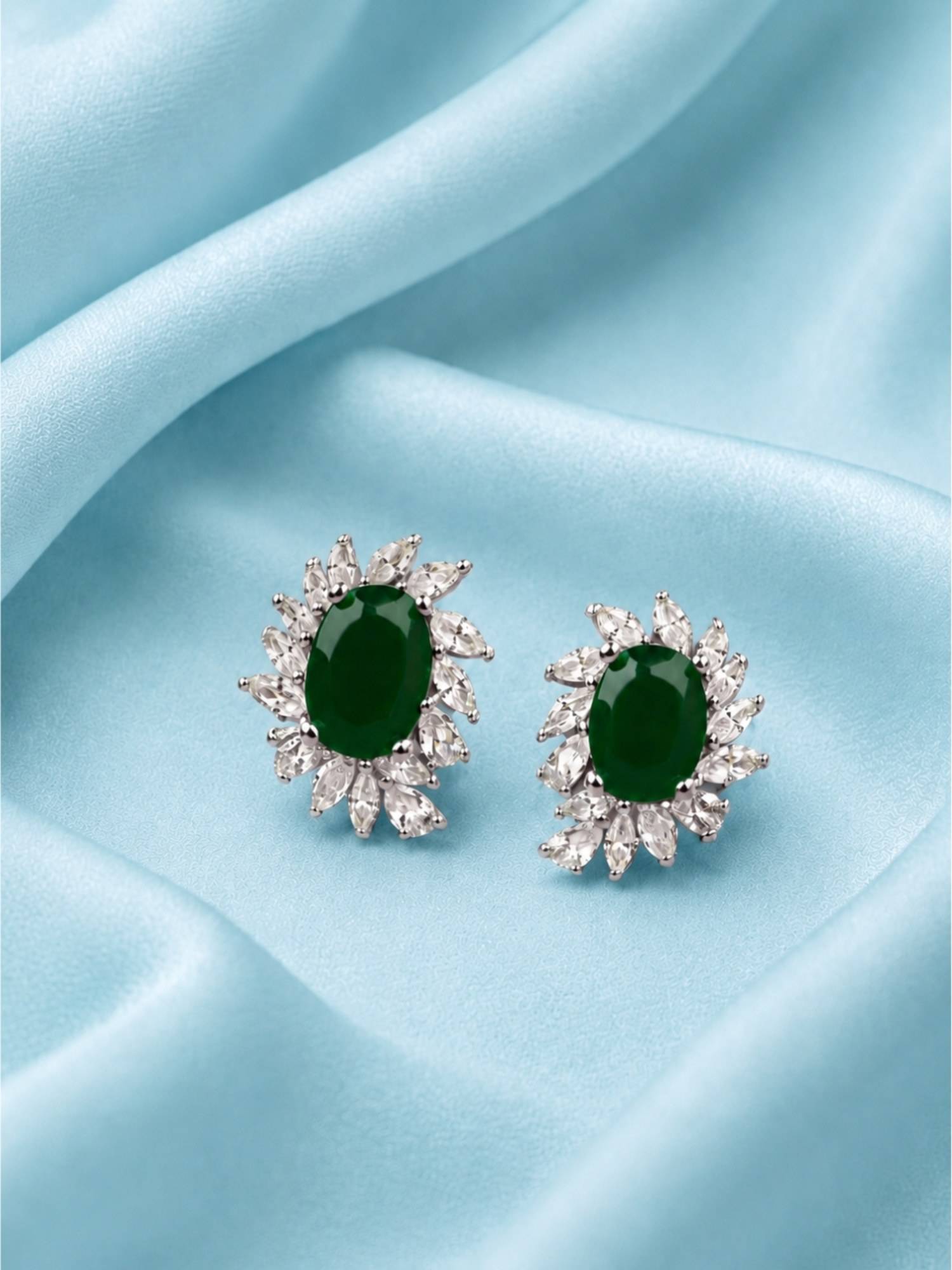 Axora Life 925 Sterling Silver Ear Studs - Green