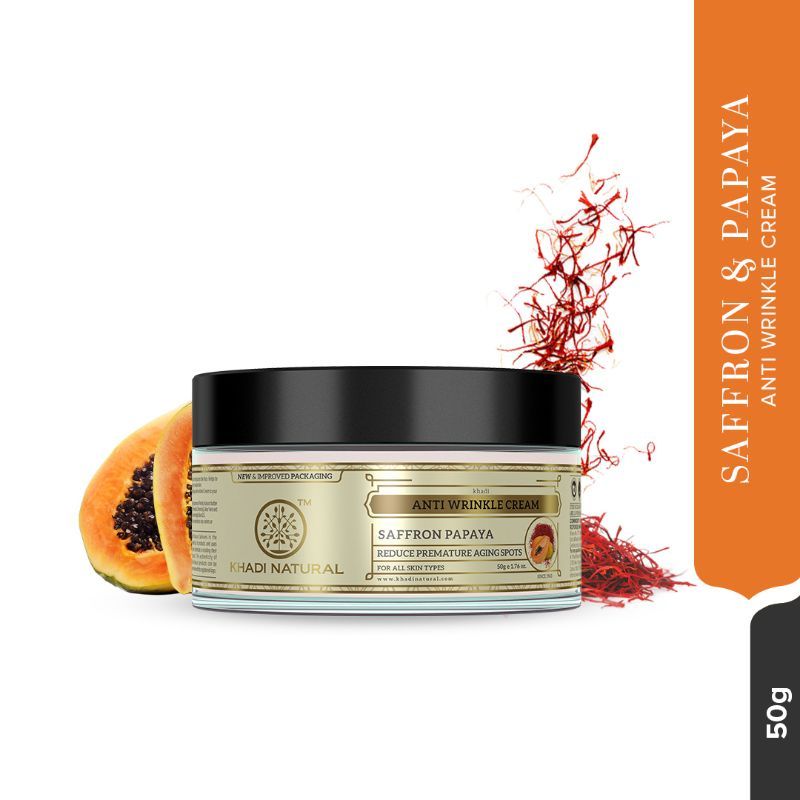 Khadi Natural Saffron Papaya Herbal Anti Wrinkle Cream Removes Finelines & Wrinkles