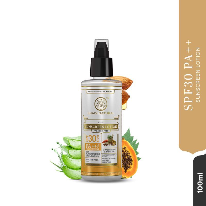 Khadi Natural Moisturising Sunscreen Lotion SPF 30 UVB PA++ Reduce Fine Line