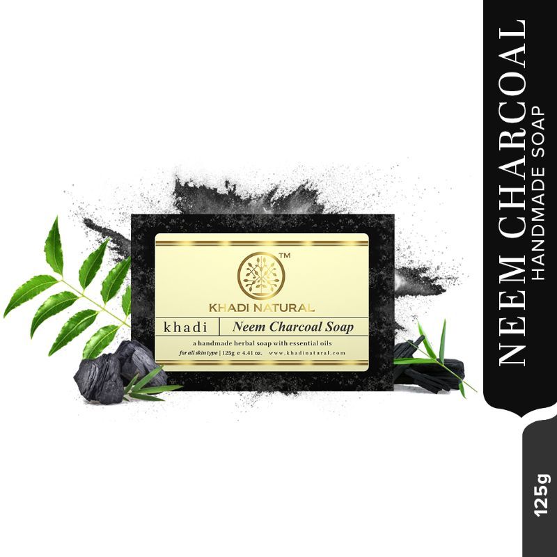 Khadi Natural Neem Charcoal Soap Reduces Acne & Blackheads