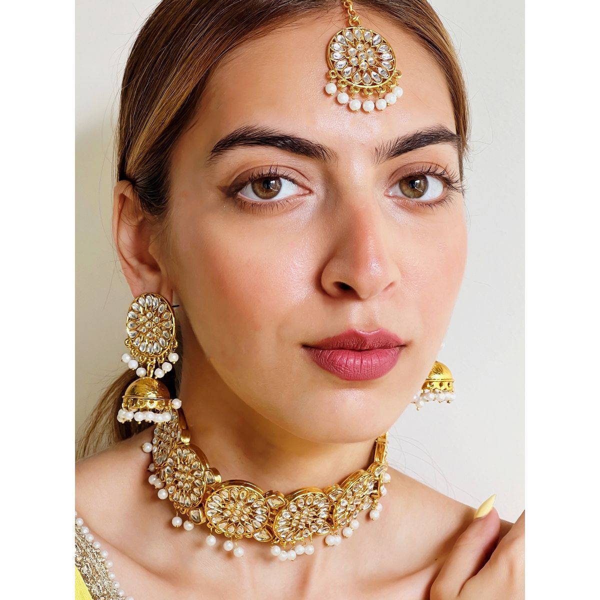 Buy Azai By Nykaa Fashion Stylish Gold Tone Festive Long Necklace  Earrings  For Women And Girls  Wedding Collection For Bride And Bridesmaid set at  Amazonin
