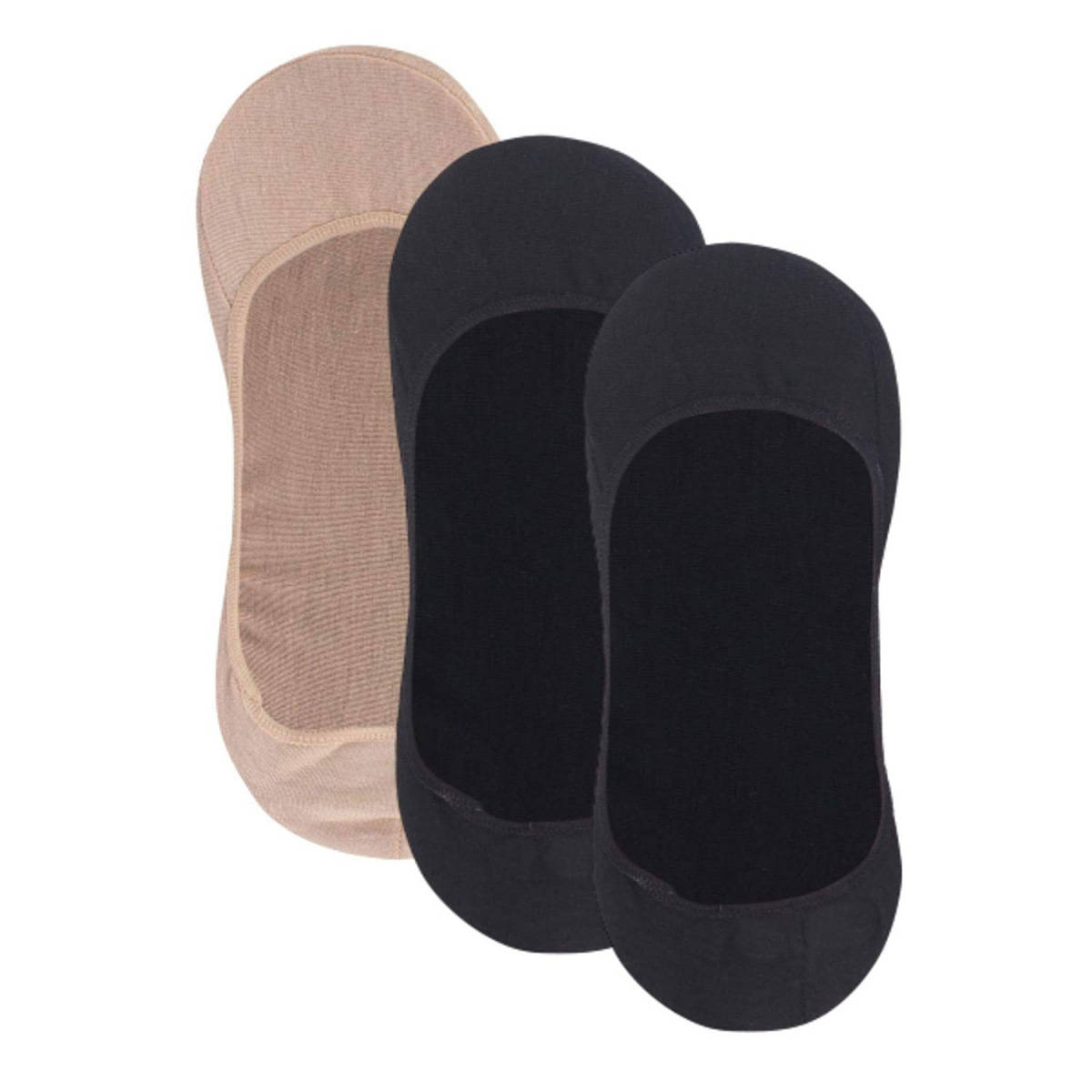 NEXT2SKIN Womens Cotton Hidden Loafer Invisible Foot Liner Socks - Pack Of 3 - Multi-Color