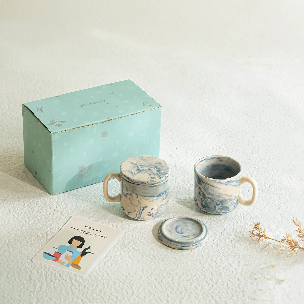 Ellementry The Earth Ceramic Mugs Set of 2 for Tea, Coffee and Milk