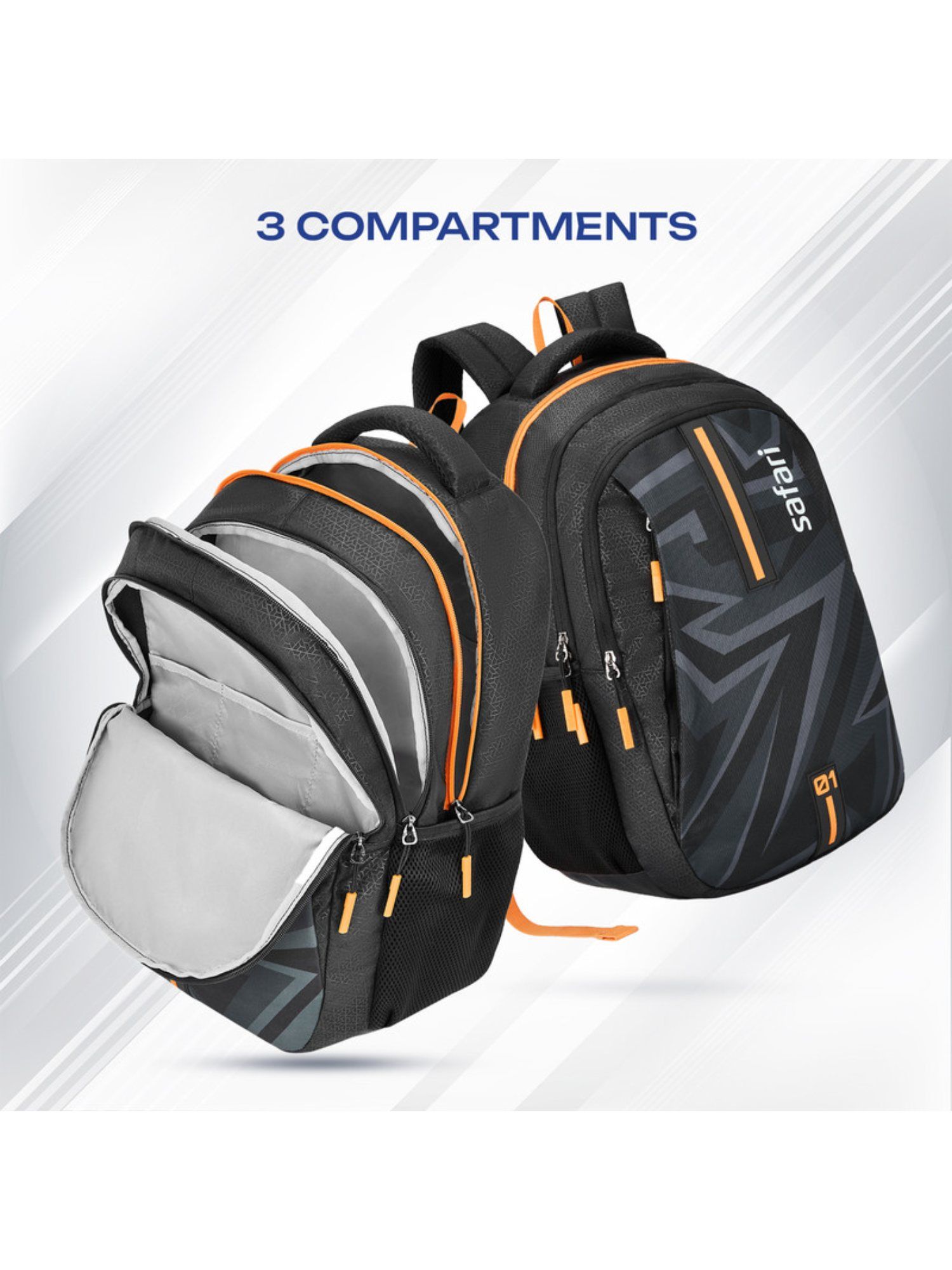 Buy Safari Triplex 6 Black 37L Casual Backpack with 3 Compartments