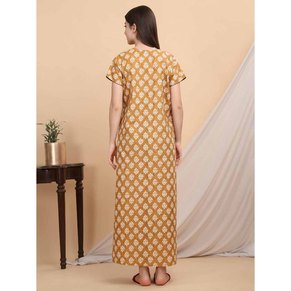 Buy Sweet Dreams Women Yellow Floral Nightdress Online