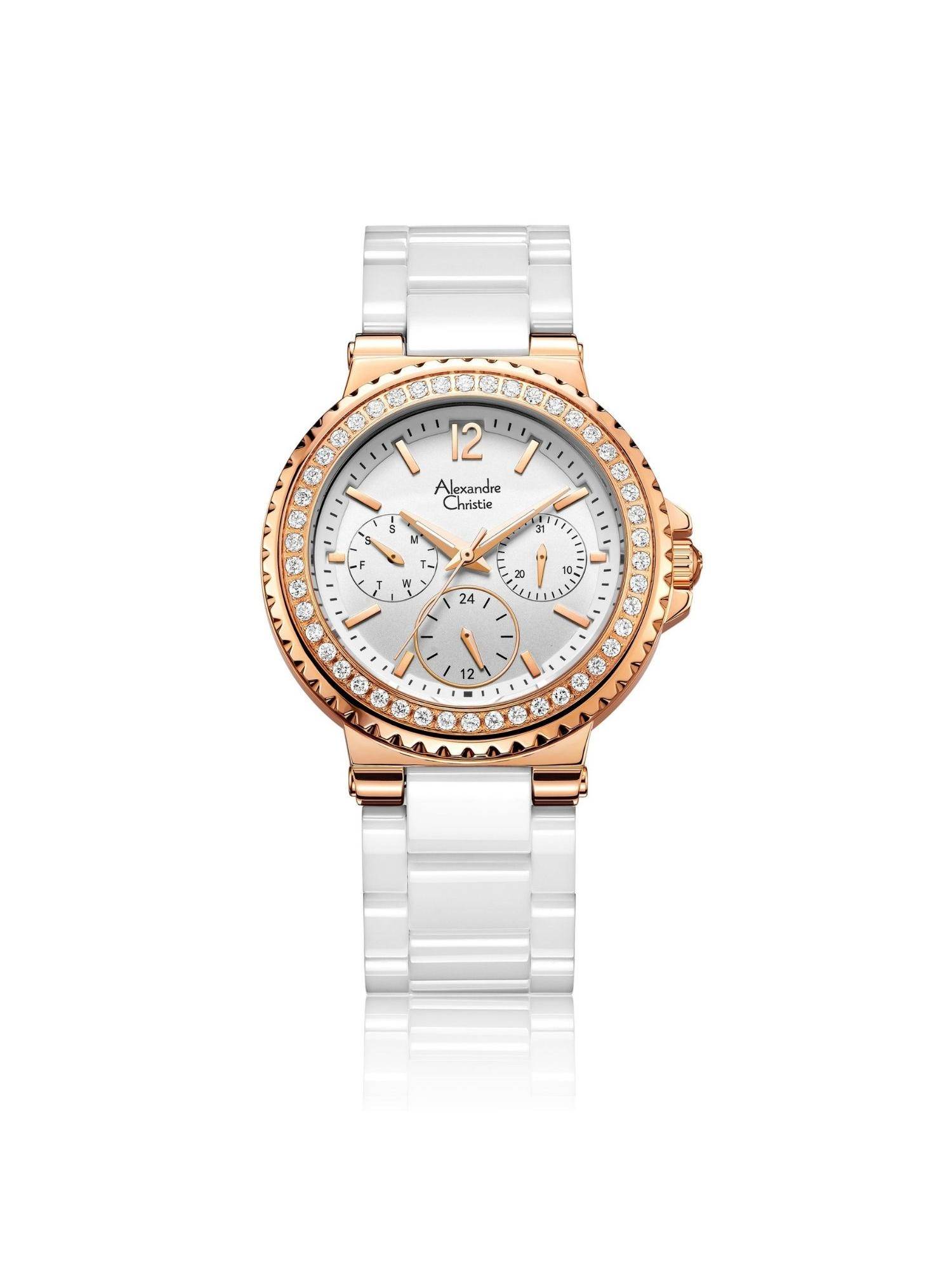 Alexandre Christie Women's Multifunction Quartz White Dial Watch - 2337BFBRGSLDR (M)