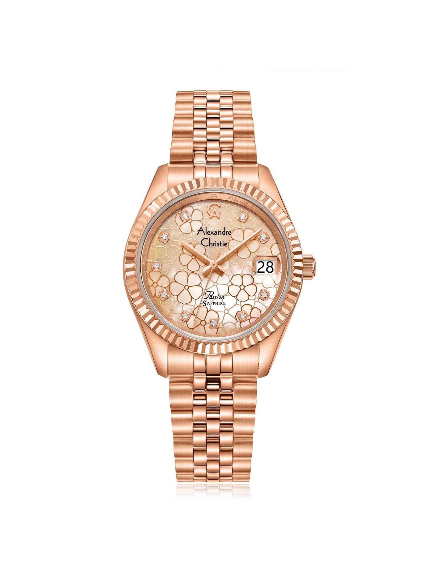 Alexandre Christie Women's Classic Quartz Rose Gold Dial Watch - 5013LDBRGMD1 (M)