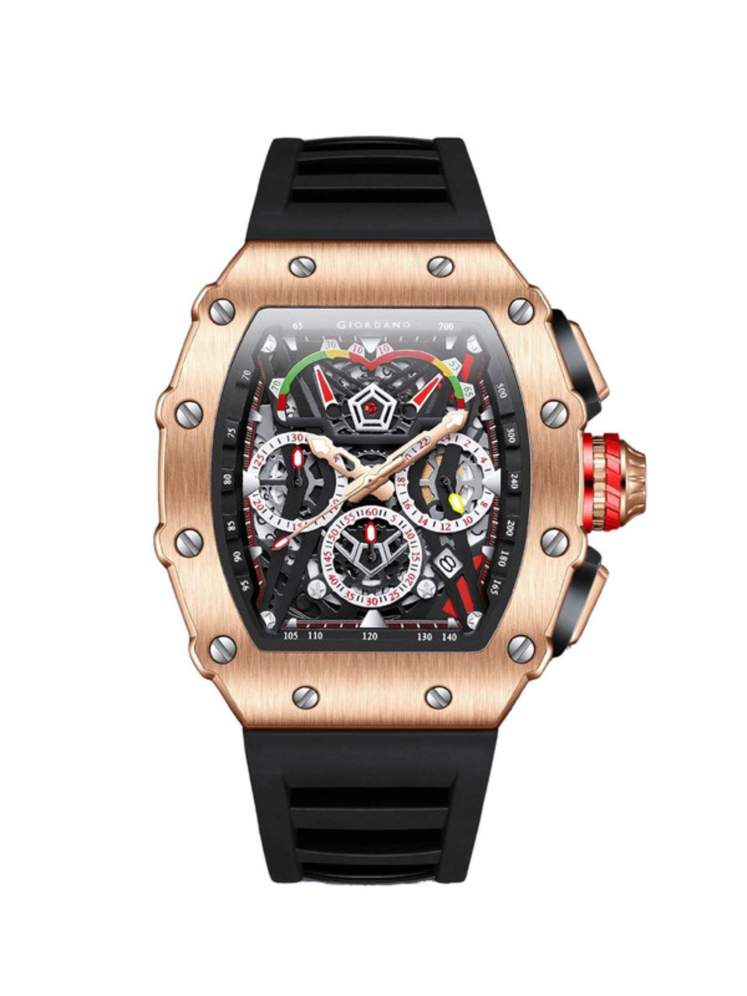 Giordano Multifunction Tonneau Dial Day Date 24H Sub-Dial Watch - GZ-50120-02 (M)