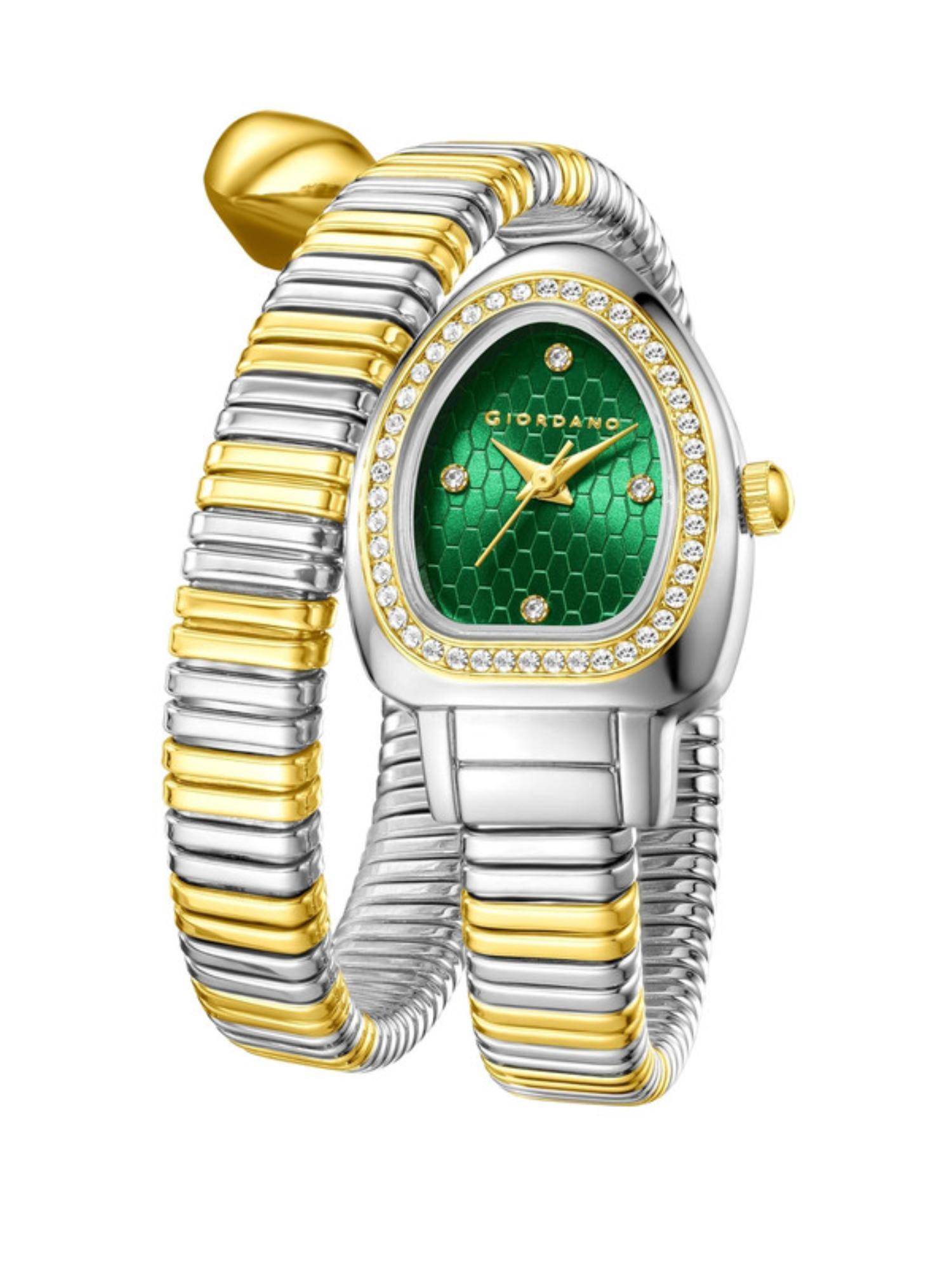 Giordano Serpentine Analog Quartz Honeycomb Dial Crystal Bezel Watch - GZ-60188-33 (M)