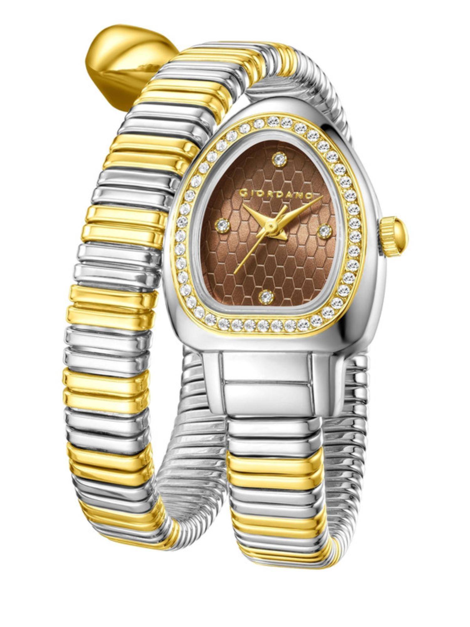 Giordano Serpentine Analog Quartz Honeycomb Dial Crystal Bezel Watch - GZ-60188-55 (M)