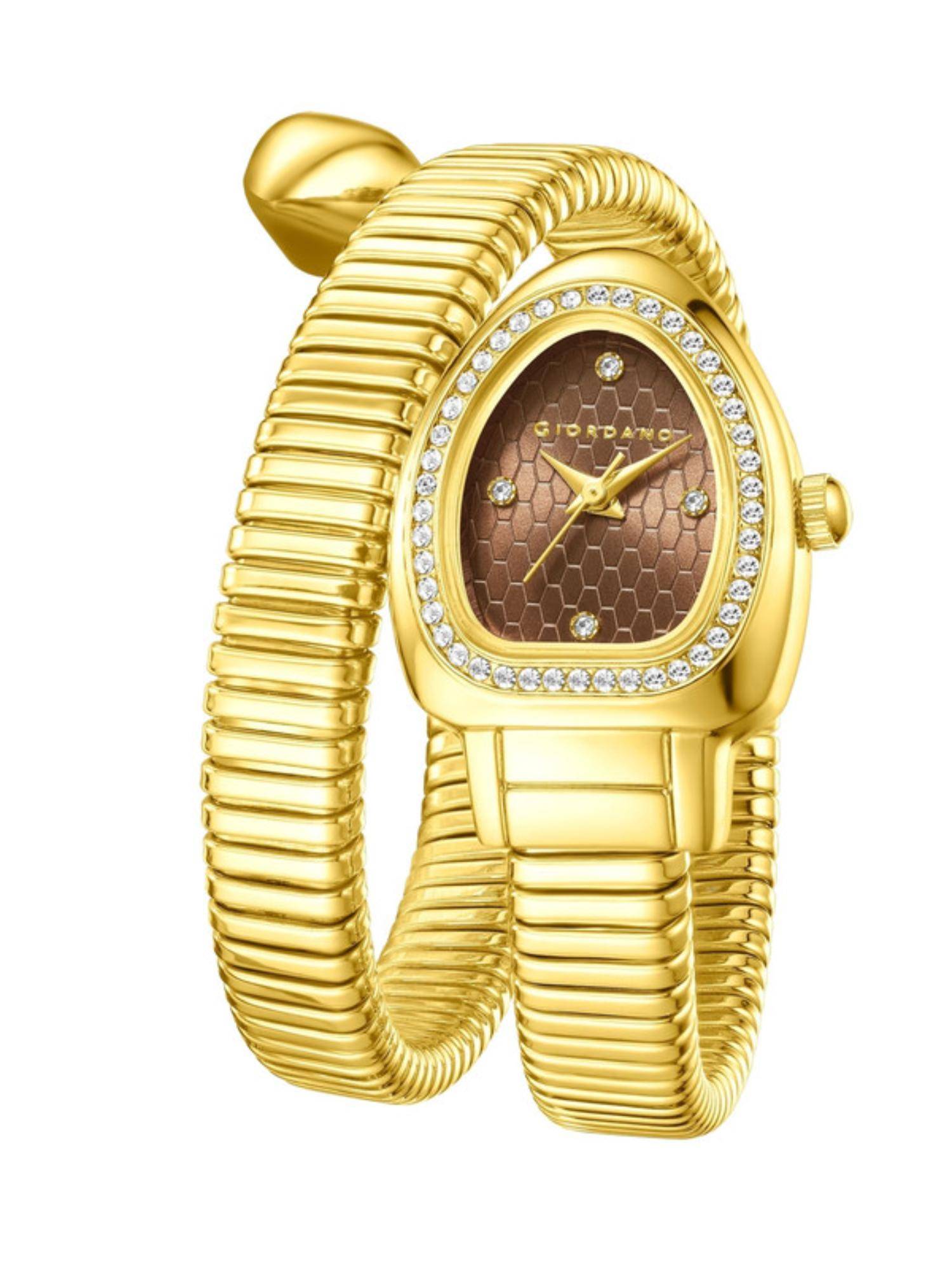 Giordano Serpentine Analog Quartz Honeycomb Dial Crystal Bezel Watch - GZ-60188-66 (M)