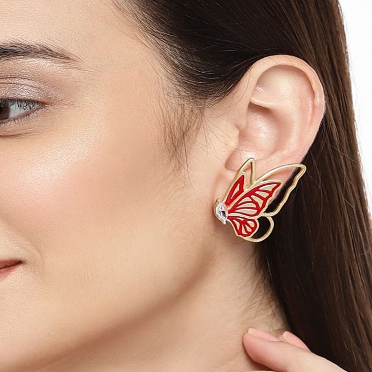 Buy Tanishq 18KT Gold and Diamond Butterfly Stud Earrings Online  Tanishq   Mia
