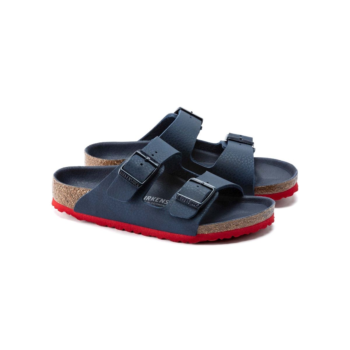 Birkenstock Arizona Desert Soil Blue Red Narrow Boys Sliders EURO