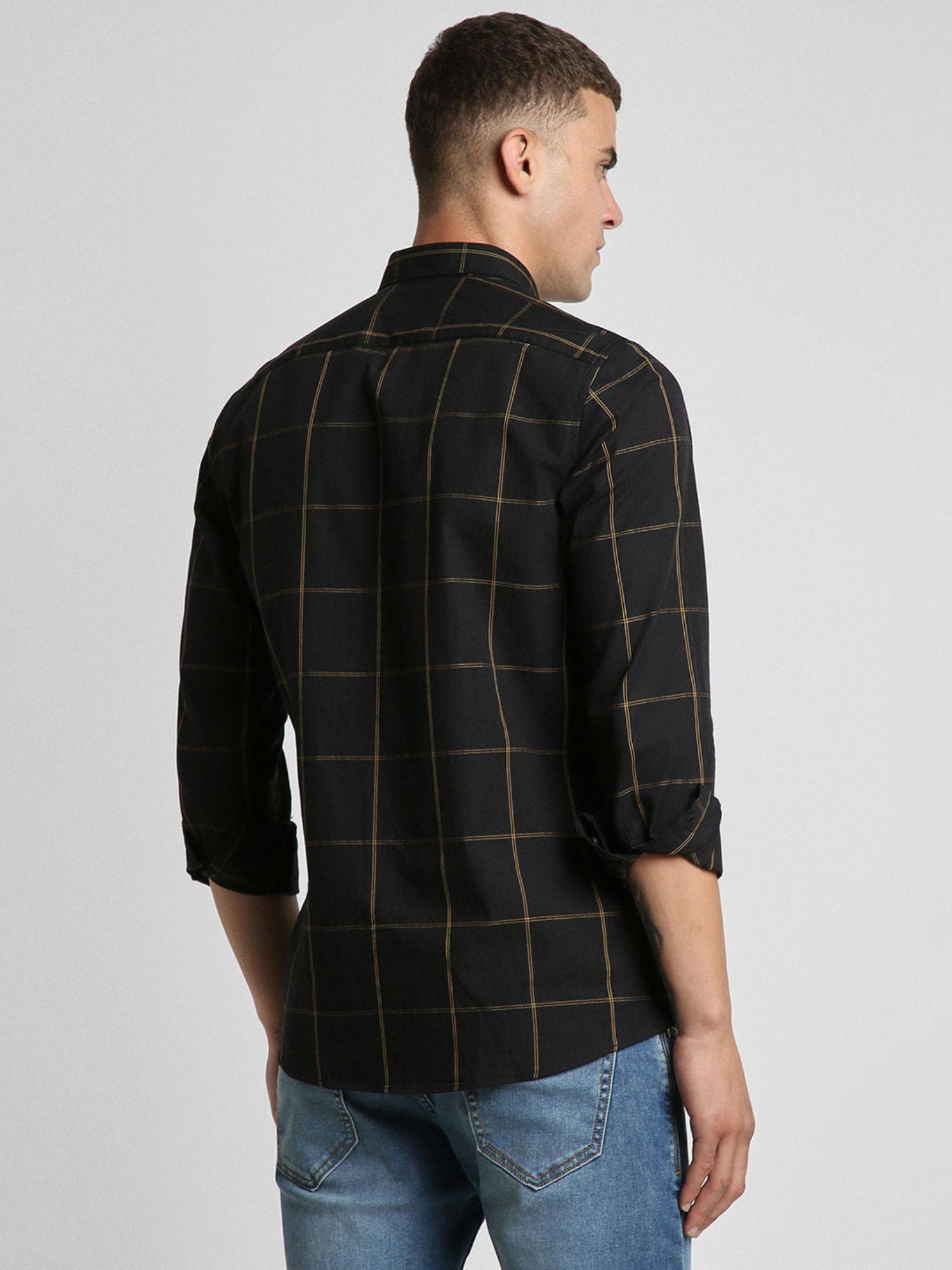 Buy Peter England Men Black Slim Fit Checks Full Sleeves Casual Shirt ...