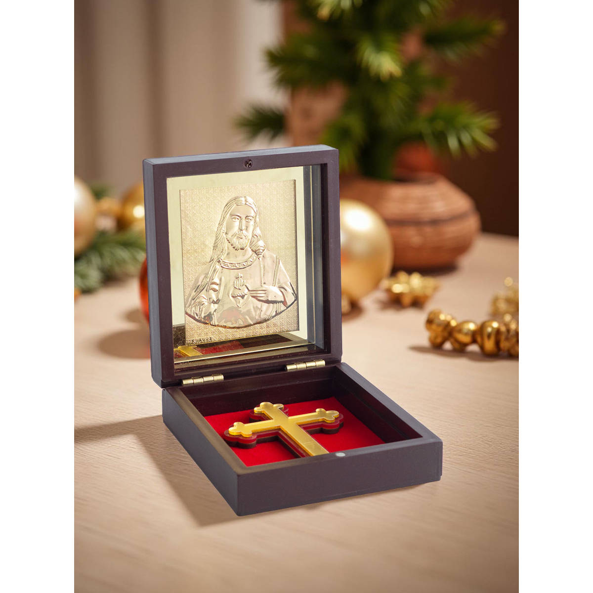 Golden Peacock Jesus Christ Pooja Box