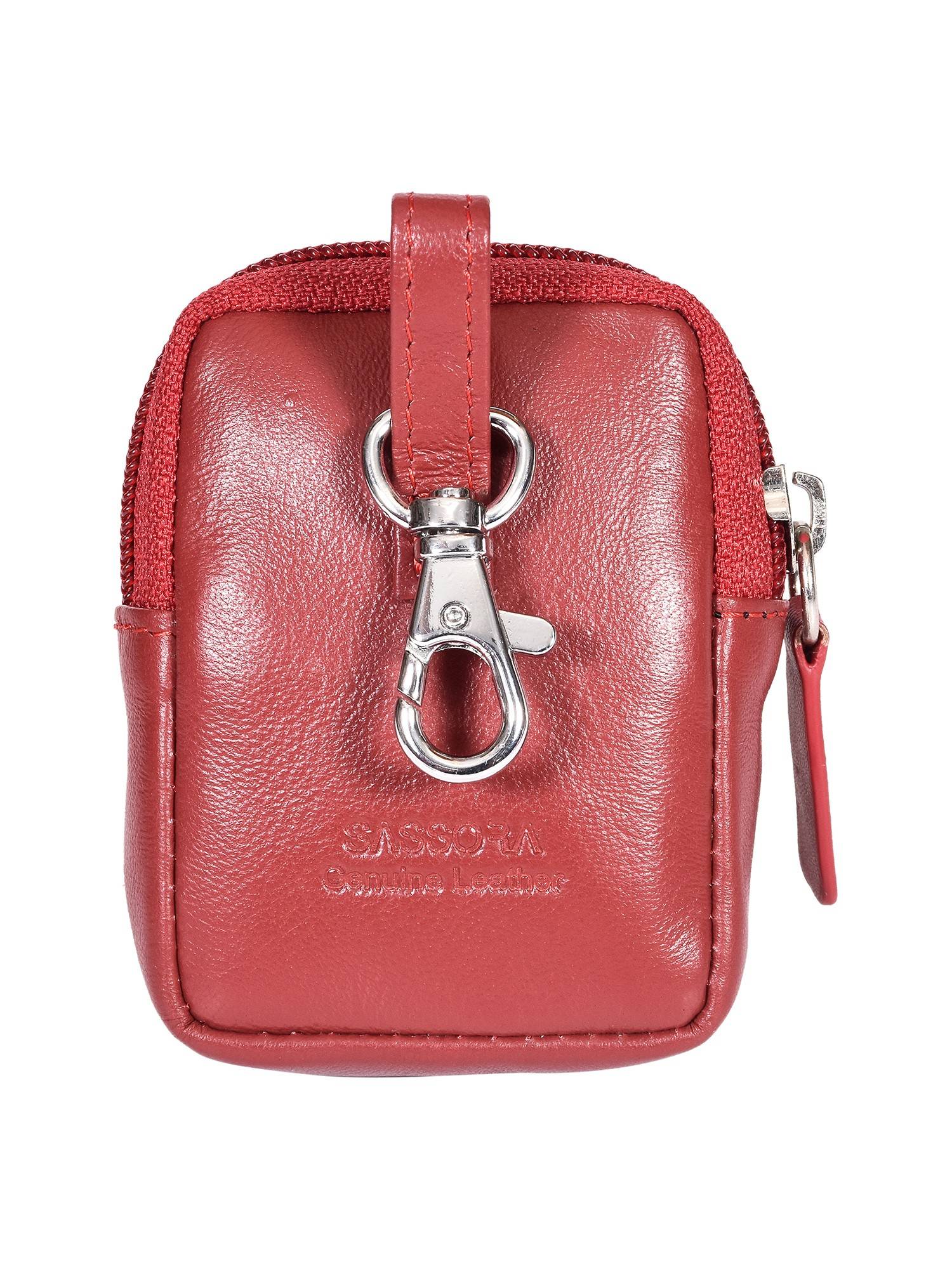 Buy Sassora Unisex Red Leather Pouch (S) Online