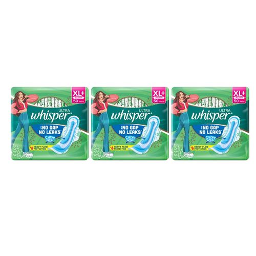 Whisper Ultra Clean Thin XL+ Sanitary Pads-Hygiene & Comfort with Soft Wings & Dry top sheet,150 Pad