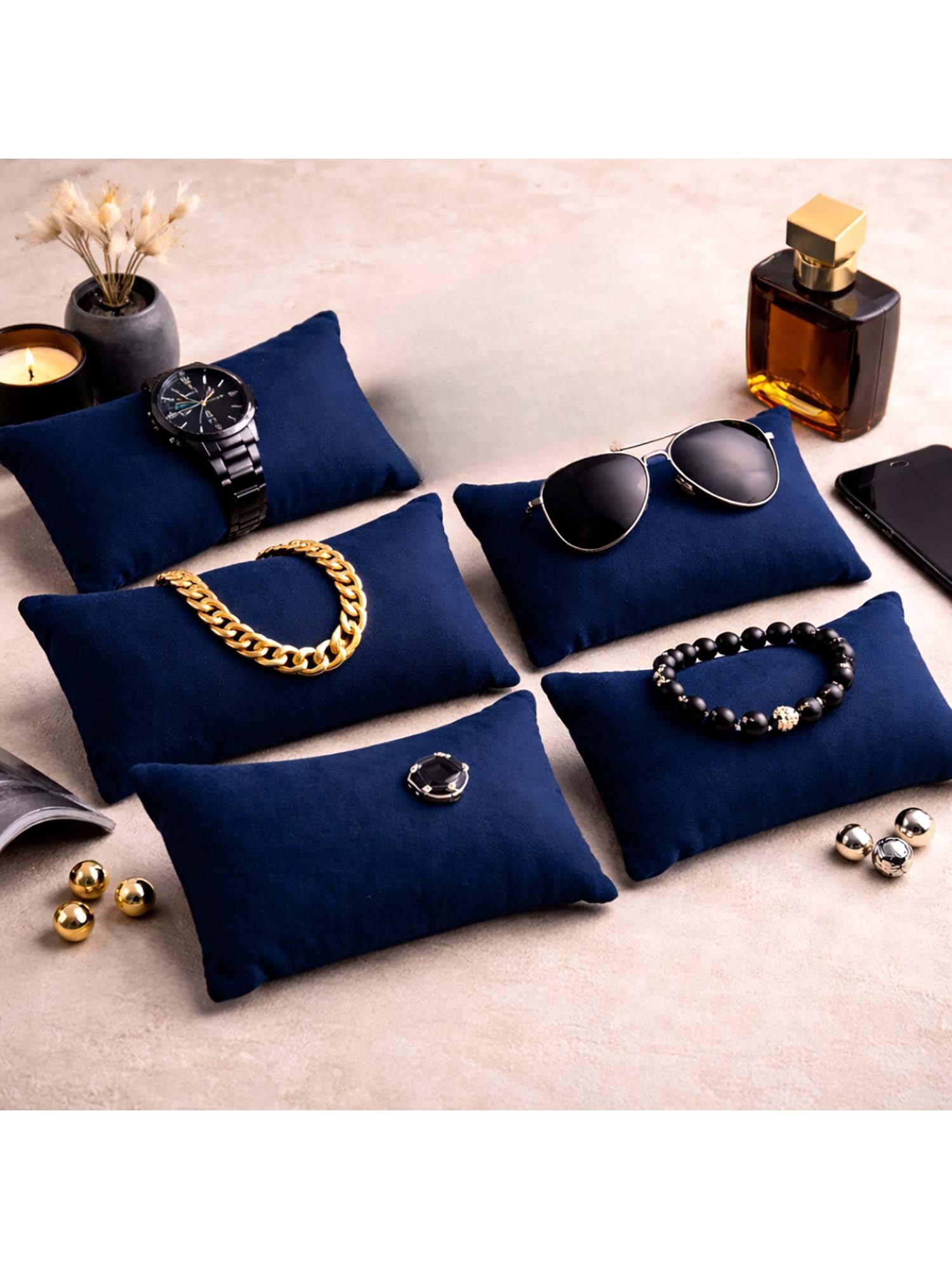 La Trove Premium Velvet Pillow for Bracelets Organizer 7 Inch Pillow Blue (Pack of 5)