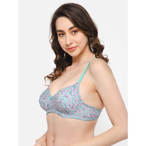 Clovia Polyamide Printed Padded Full Cup Wire Free T-shirt Bra - Blue Women  T-Shirt Lightly Padded Bra - Buy Clovia Polyamide Printed Padded Full Cup  Wire Free T-shirt Bra - Blue Women