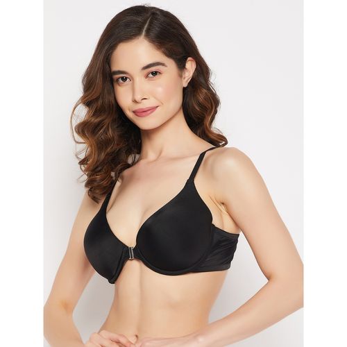 Buy Clovia Polyamide Solid Padded Demi Cup Wire Free Push-Up Bra - Black  online