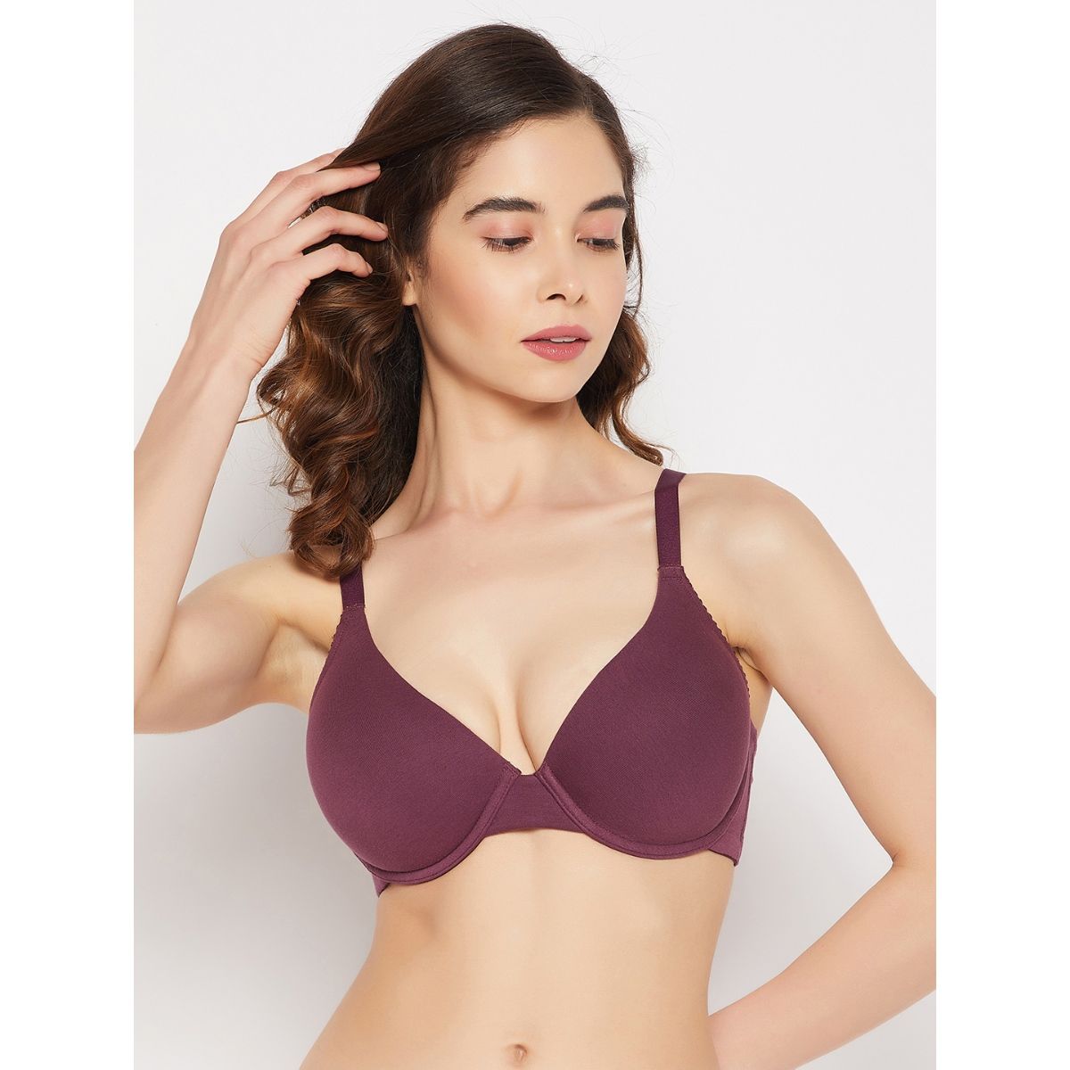 Buy Level 2 Push Up Underwired Demi Cup Plunge Bra in Purple - Lace Online  India, Best Prices, COD - Clovia - BR1608P12